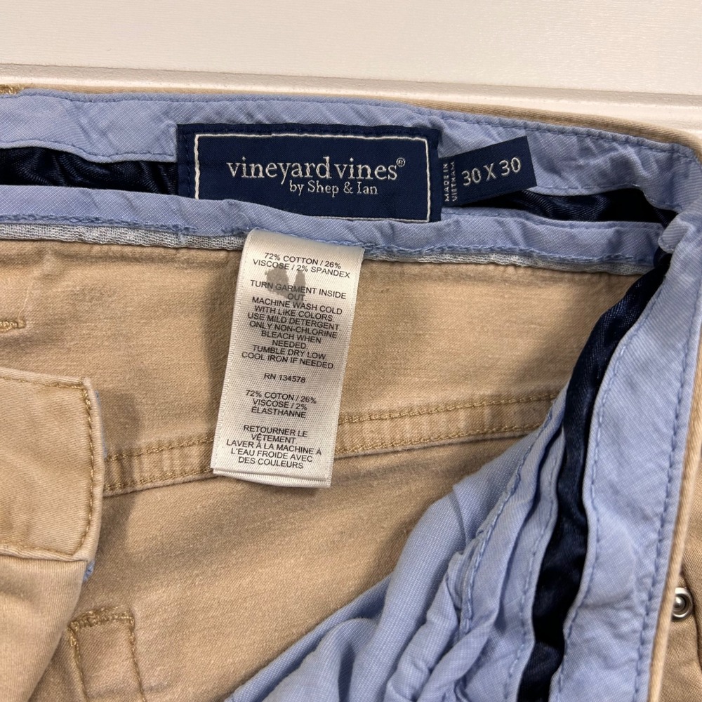 Vineyard Vines 5-Pocket Pants Mens 30x30 (FIT 30x28) Tan Khaki Chino Stretch - Picture 6 of 16